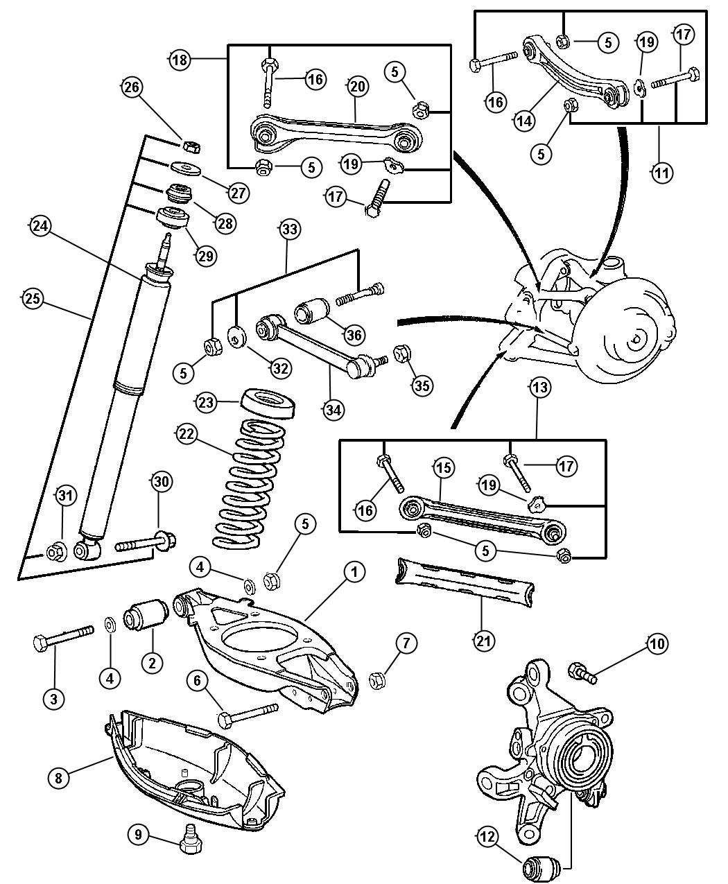 2005 Chrysler Sebring Washer. Suspension, rear 05099243AA Chrysler