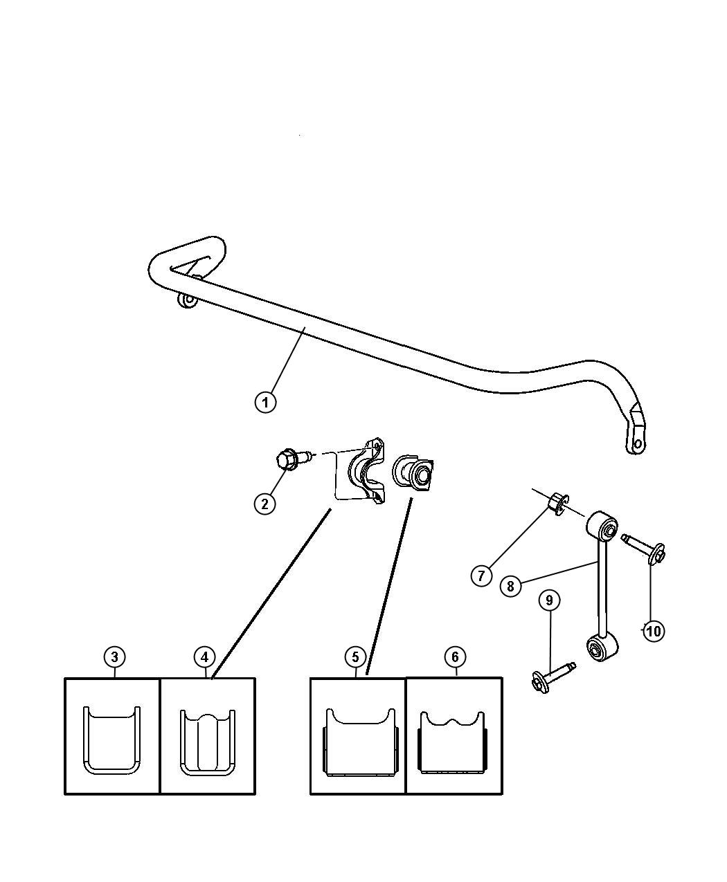 Jeep Grand Cherokee Bushing. Stabilizer bar, sway bar - 52089465AD ...