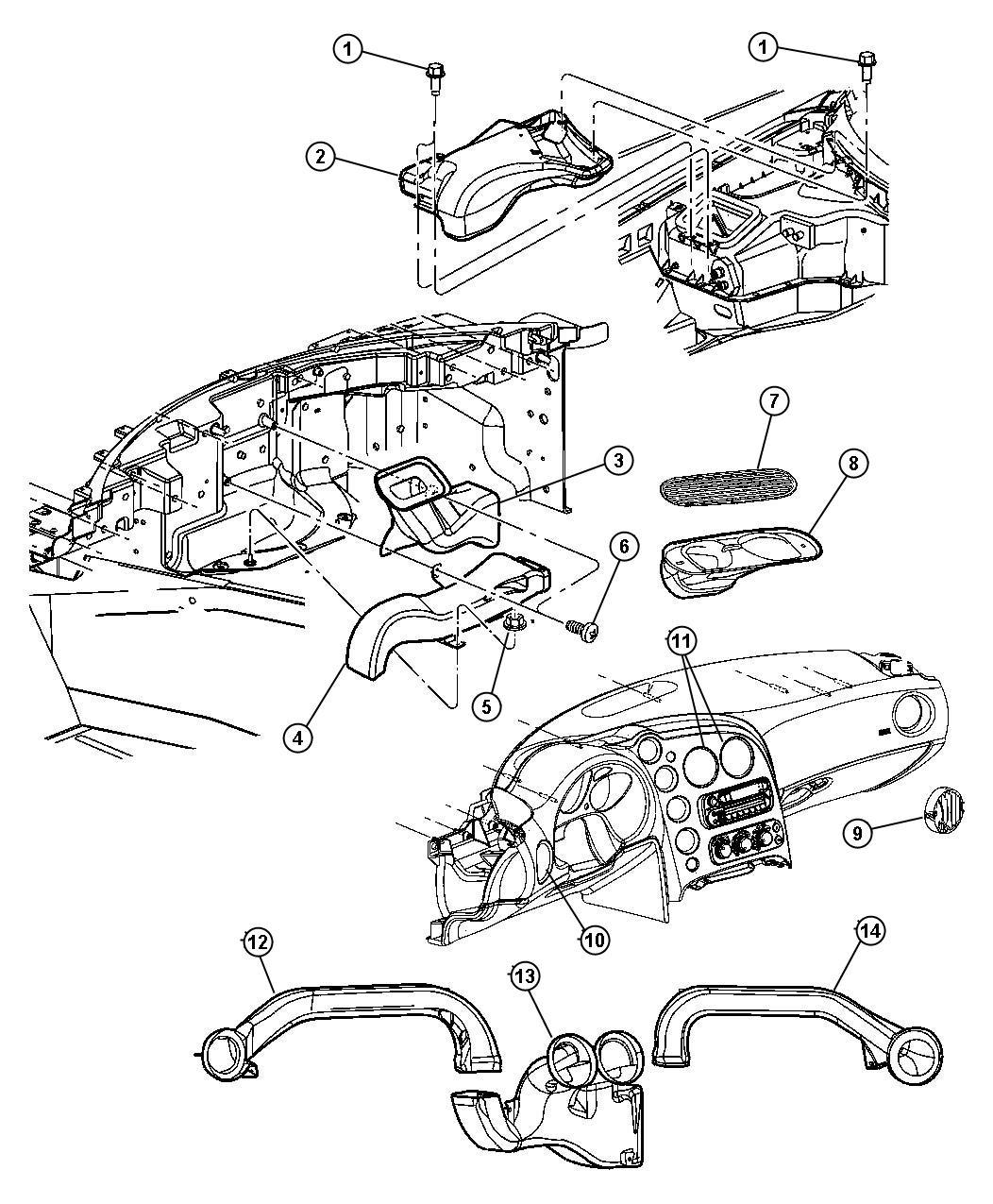 2016 Dodge Duct. Defroster. Trim: [all trim codes]. Panel, instrument ...