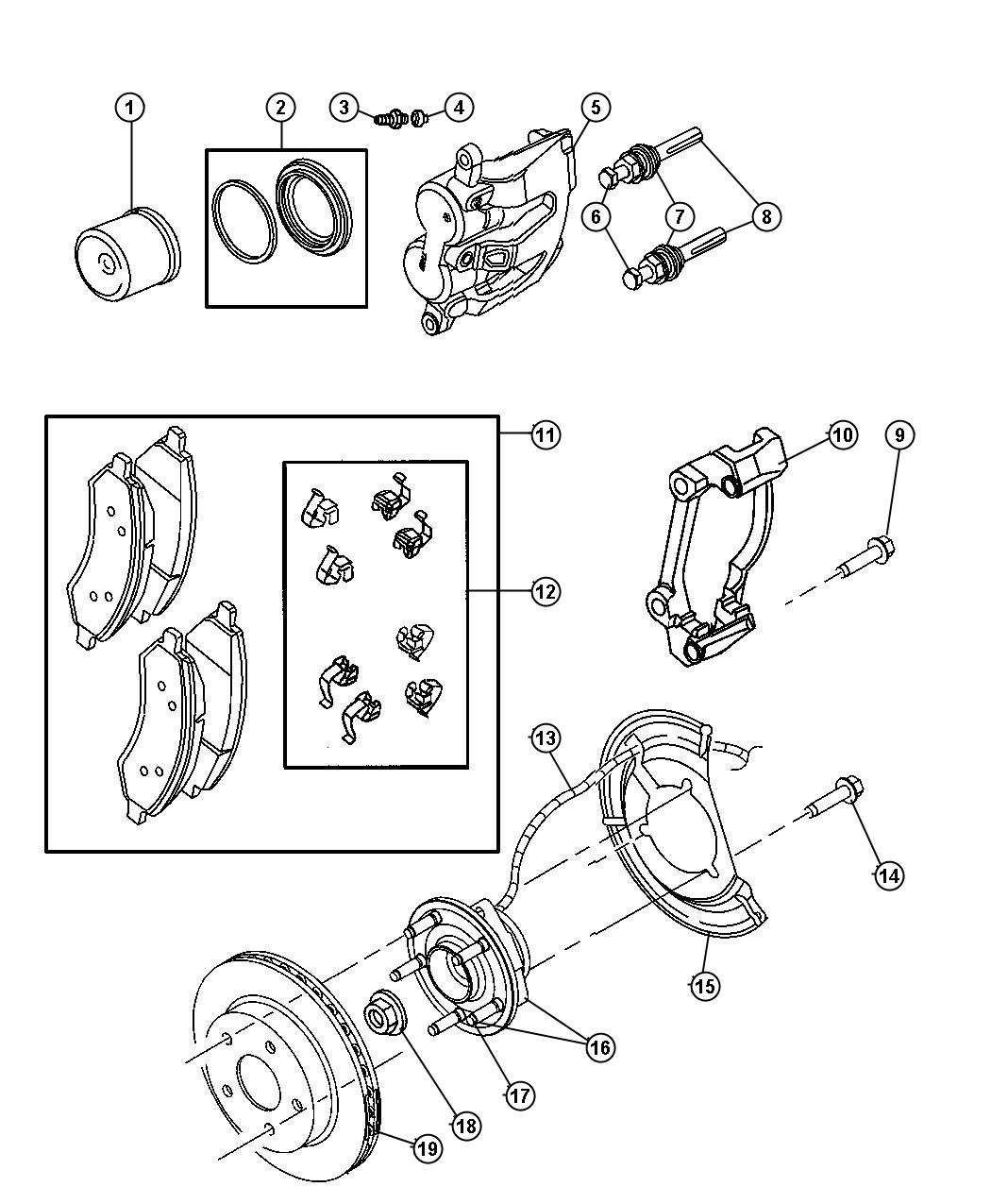 Dodge Dakota Caliper. Disc brake. Right. Brakes, wheel, lock