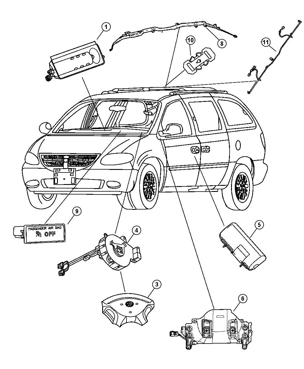 Dodge Grand Caravan Clip. Side air bag curtain attaching 05028577AA