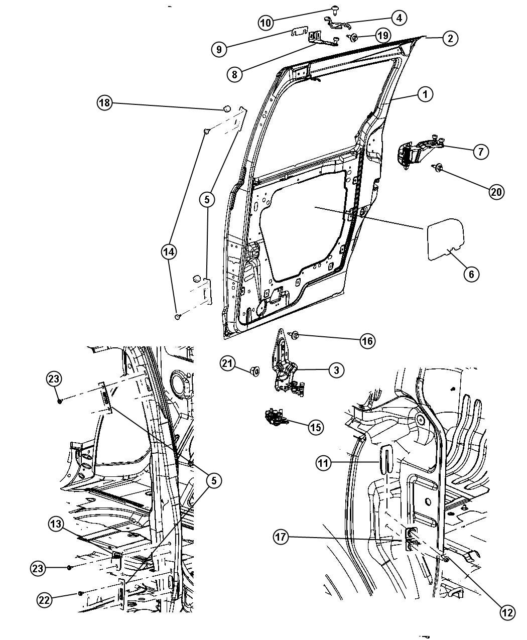 2008 dodge Grand Caravan Spacer. Door latch striker. Front, left, rear ...