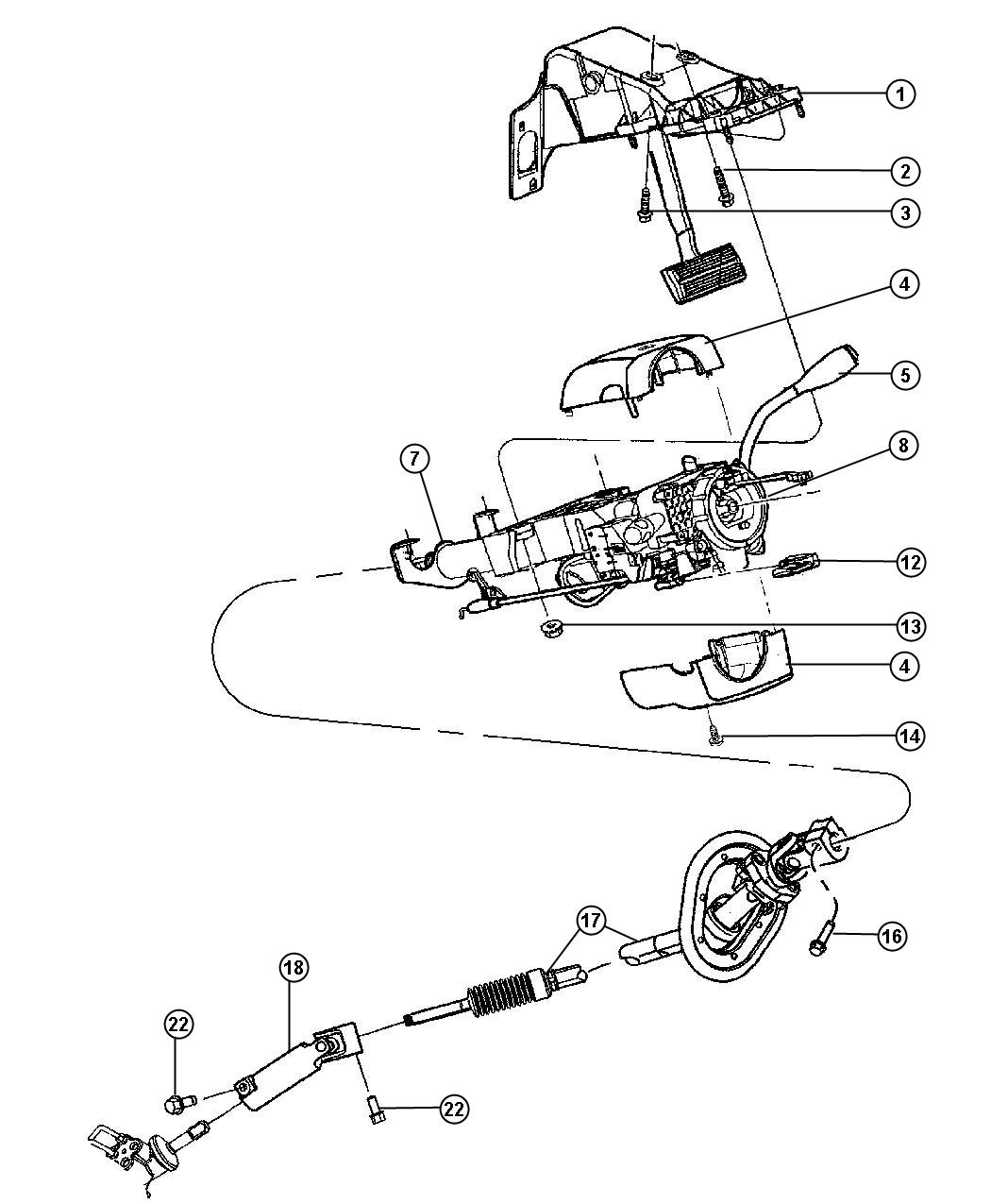 2010 Ram 1500 Shaft Steering Column Intermediate Lower System Mopar Assembly 05057596aa