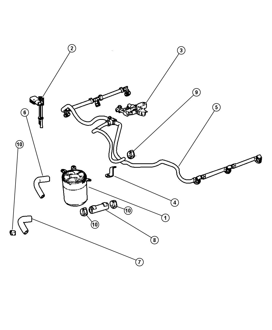 2009 Dodge NITRO Hose. Fuel. Filter, lines, diesel - 68005707AA ...