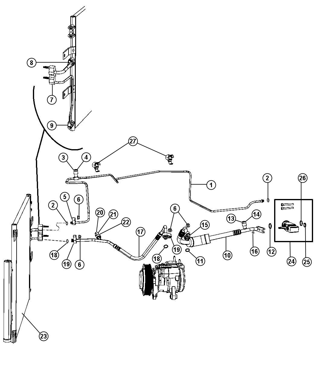 Dodge Ram 1500 Valve, valve core. A/c discharge line check, a/c line ...