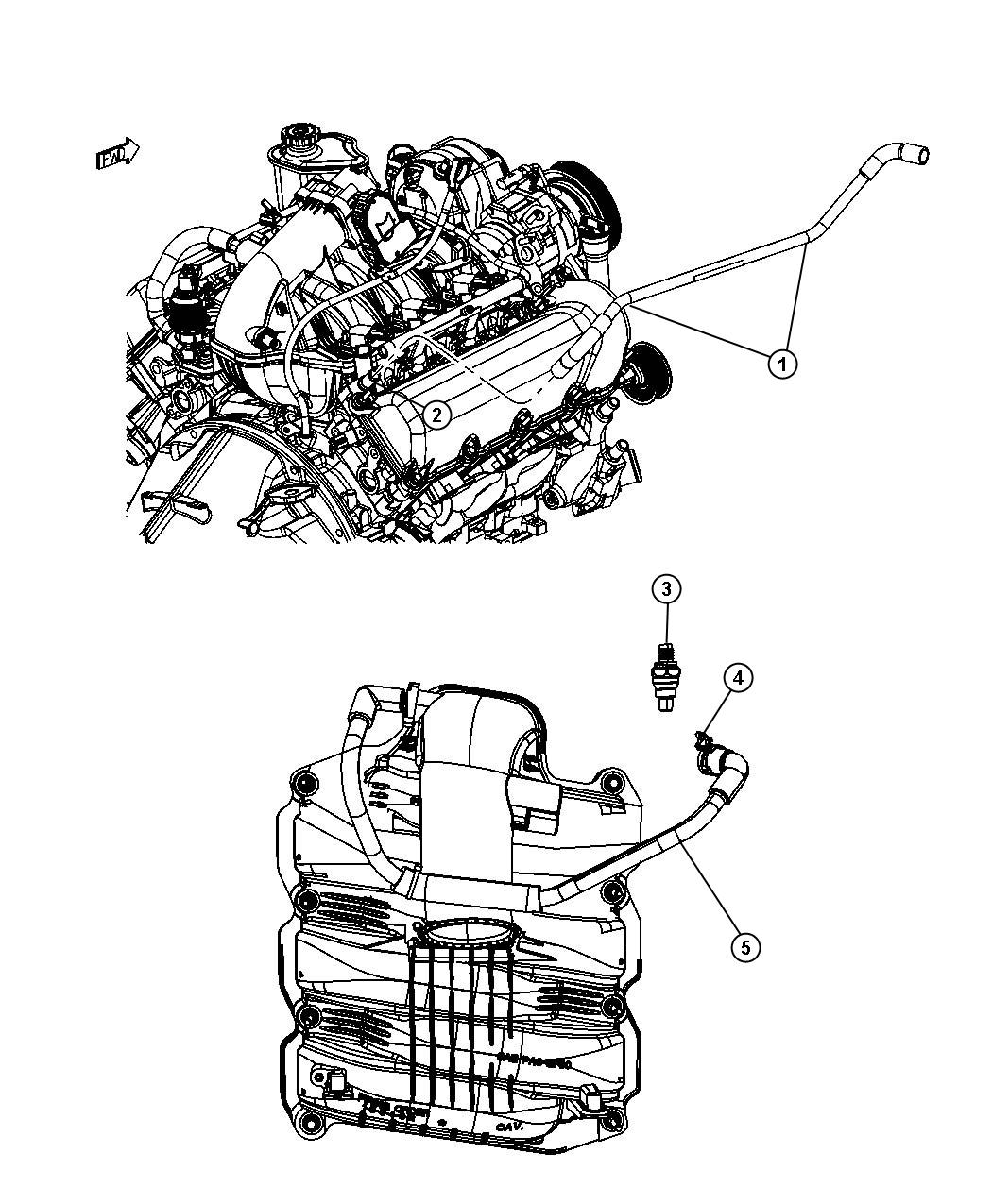 Ram 1500 Fitting, Nipple. Crankcase Vent Tube - 06036575aa 