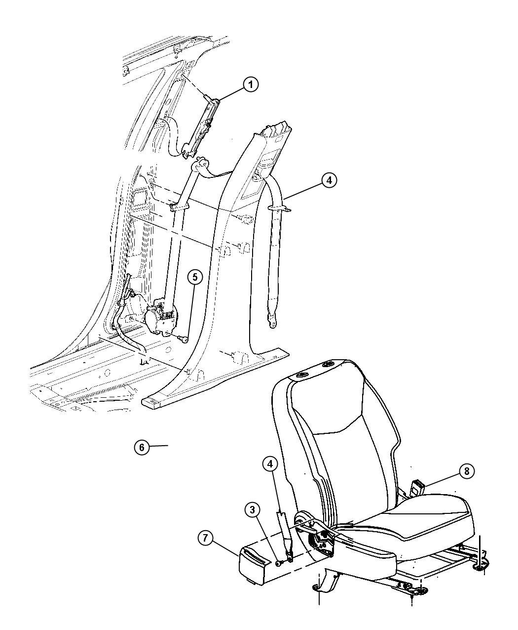 Chrysler Sebring Seat belt. Retractor. Right. [x9], [xr] - 0XS40DX9AE ...