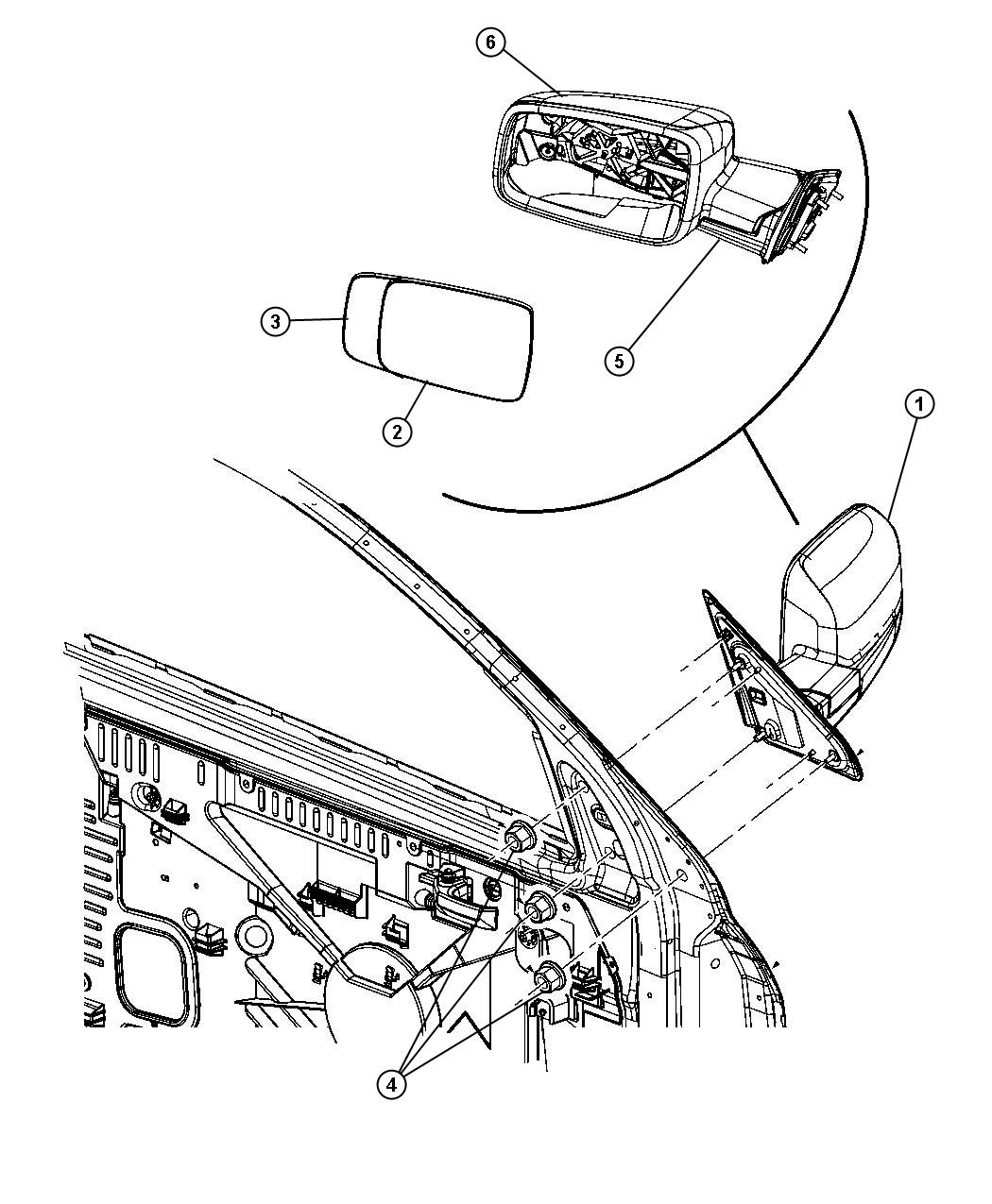 ram 2500 Mirror. Outside rearview. Right. [mirrorstow pwr adj/fold