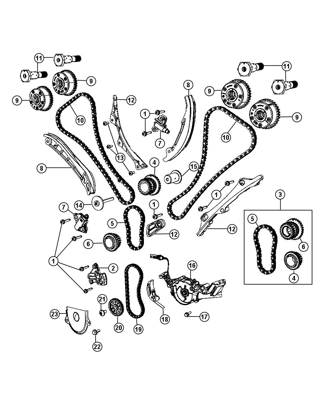 Dodge Durango Chain. Timing secondary. System, engine, vvt - 05184352AF