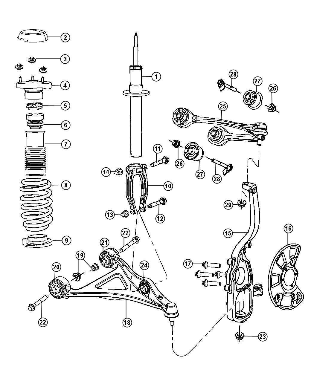 Dodge Charger Arm. Lower control. Front. Right 05168282AA Chrysler