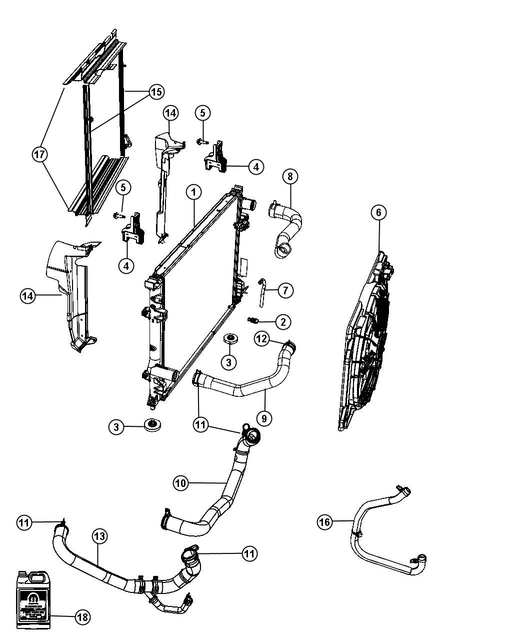 Dodge Charger Hose. Radiator inlet. Related, fan, single - 55038160AE ...