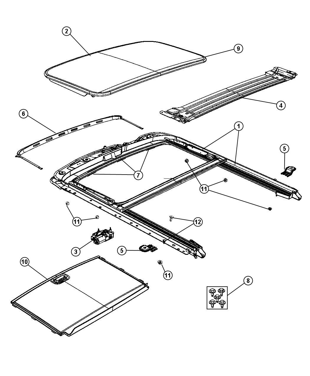 Dodge Journey Channel. Sunroof drain. Trim: [all trim - 68019472AA ...