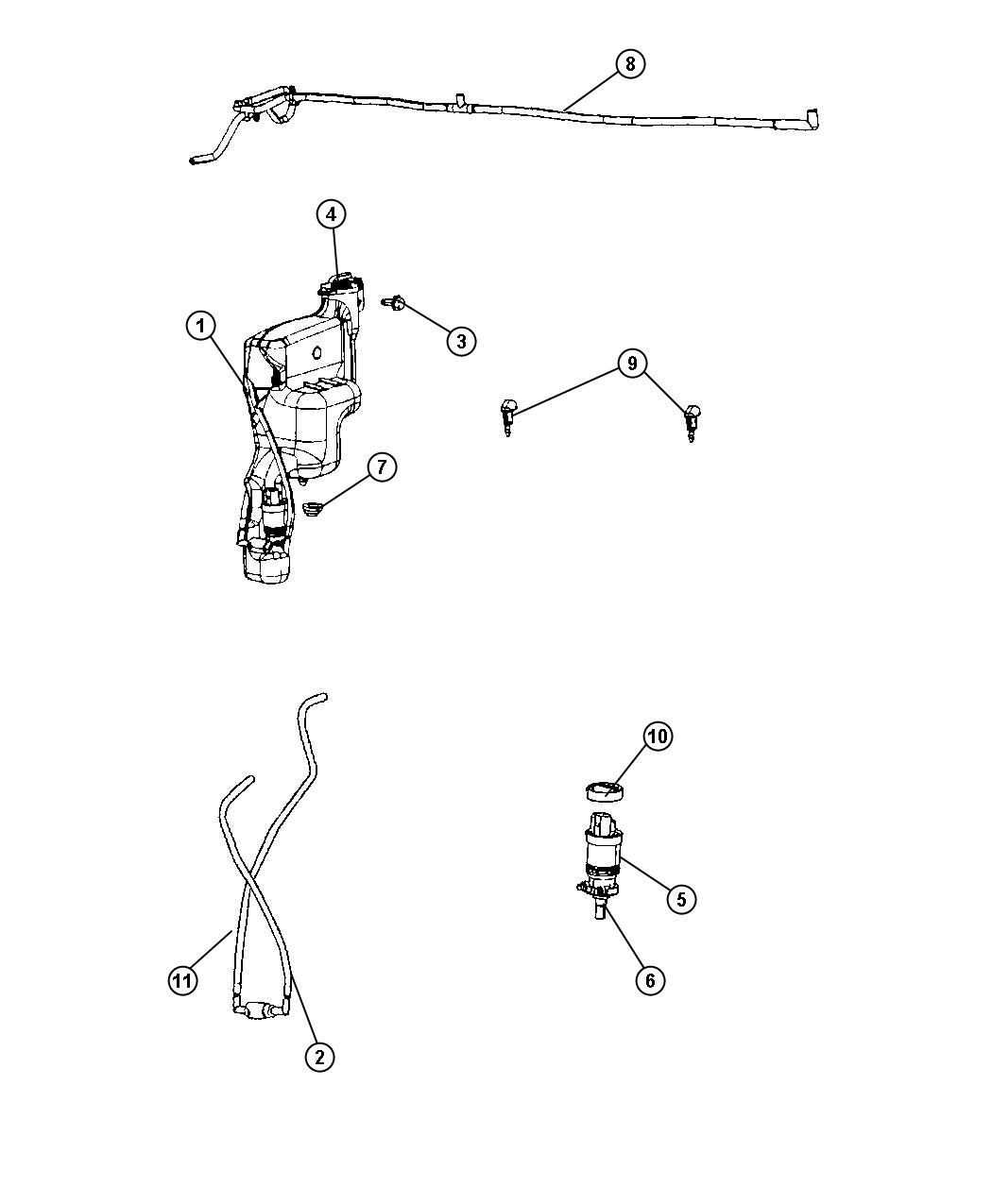 jeep Compass Hose. Washer reservoir. [var intermittent windshield