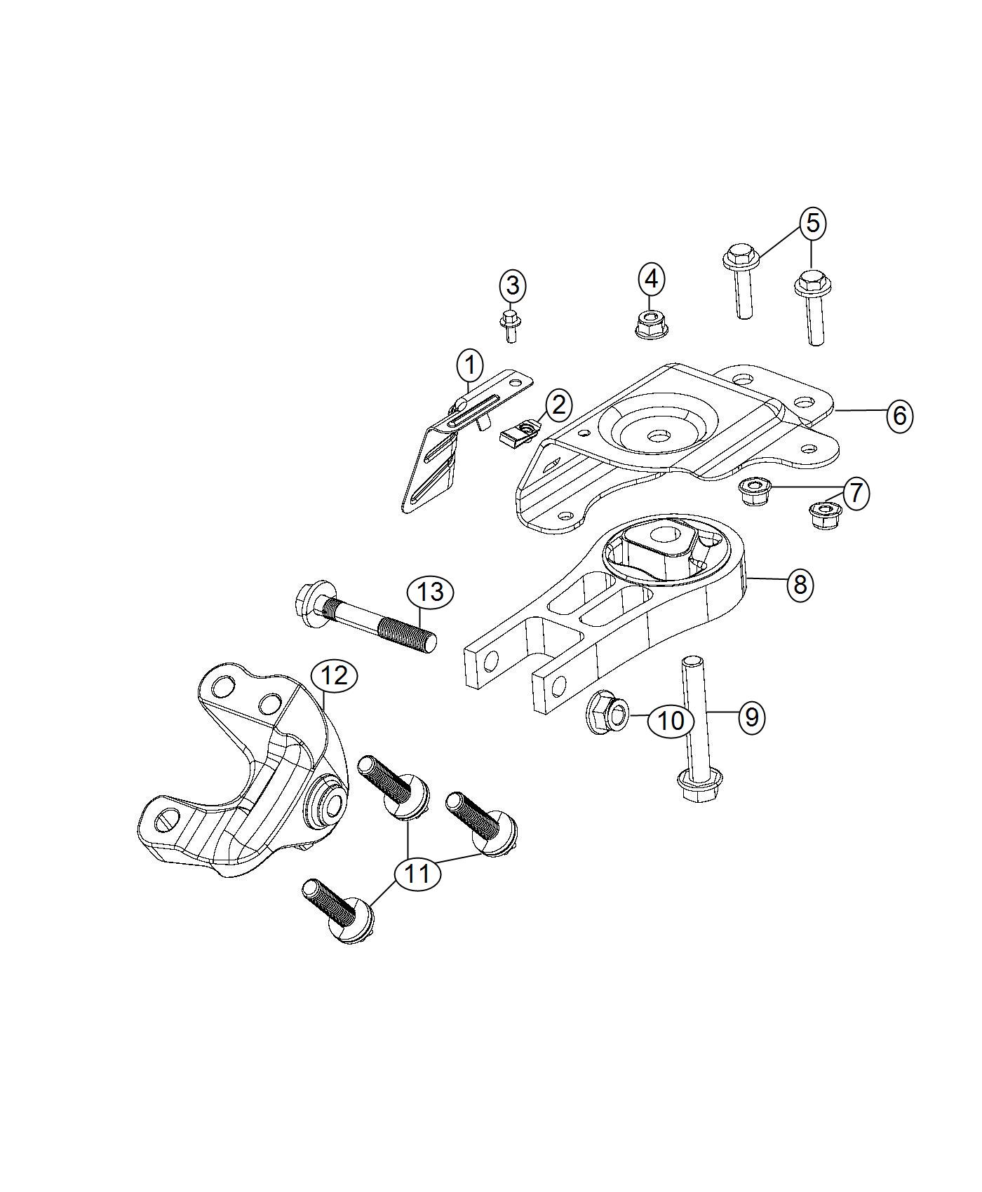 Jeep Cherokee Engine Mount. Rear. Mounting, Front, Multiair 