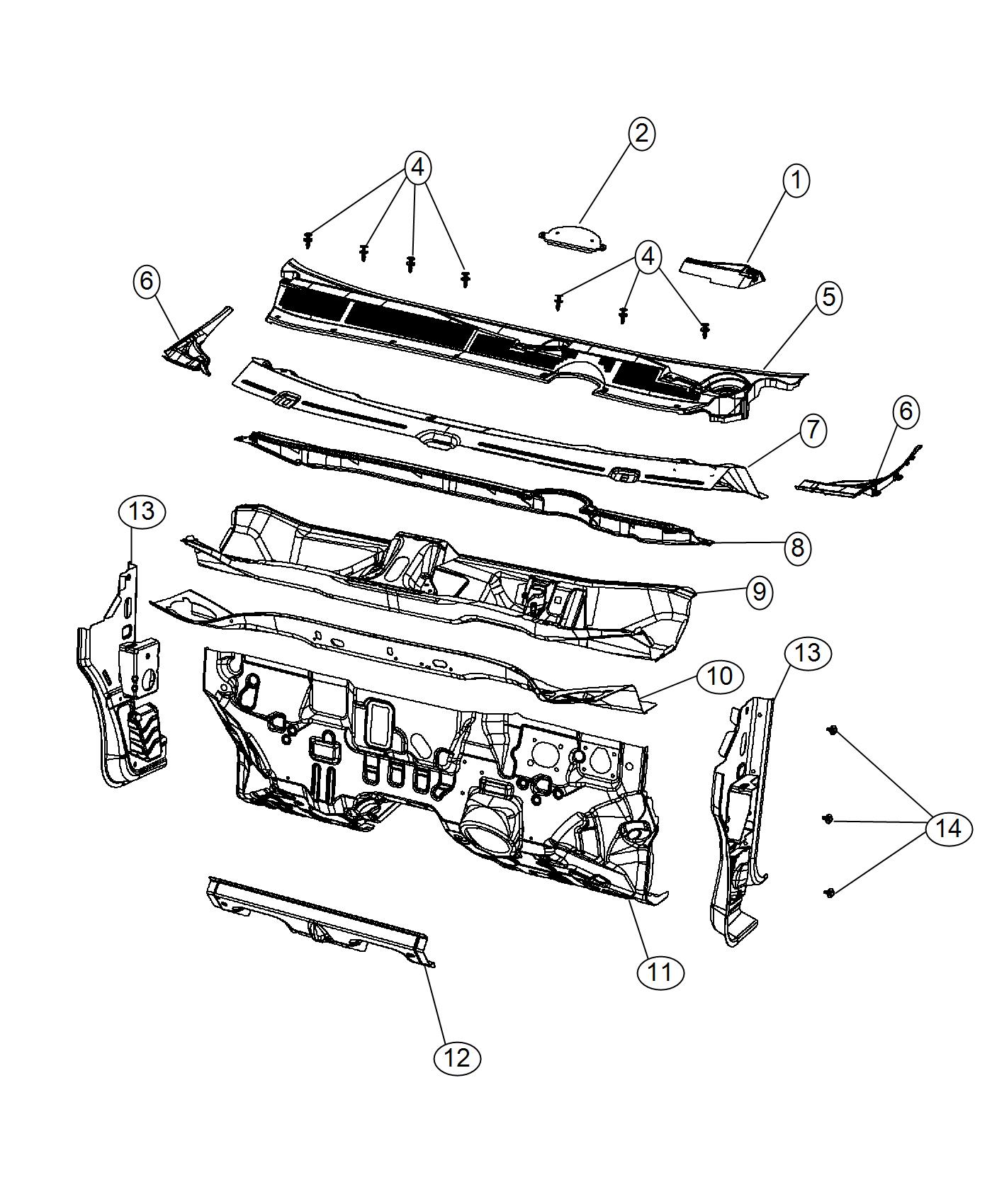 1998 dodge Panel. Plenum. Mopar, dash, cowl - 68087530AC | Chrysler ...