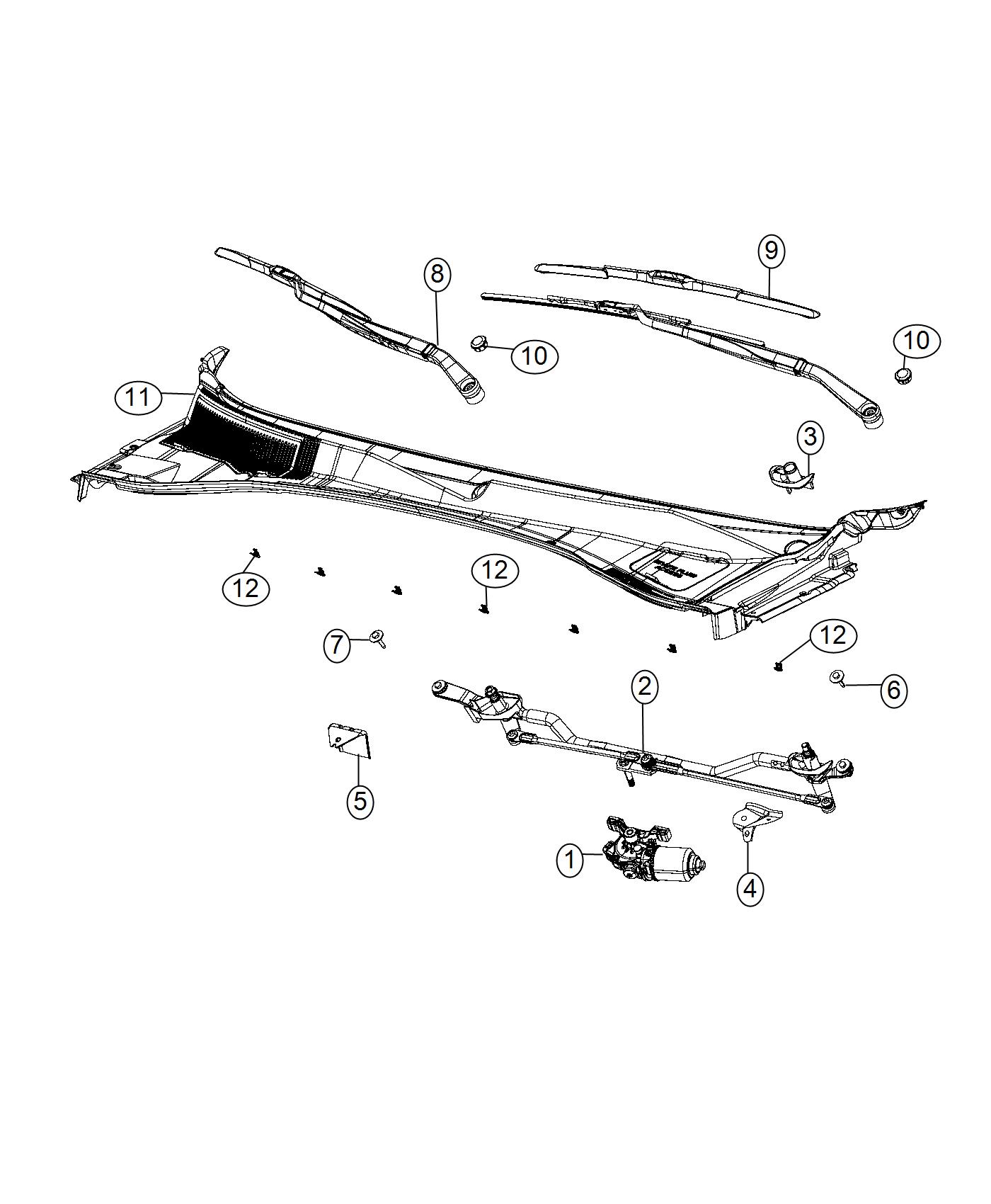 Dodge Charger Motor. Windshield wiper. System, front, mopar 68082552AA Chrysler Jeep Dodge