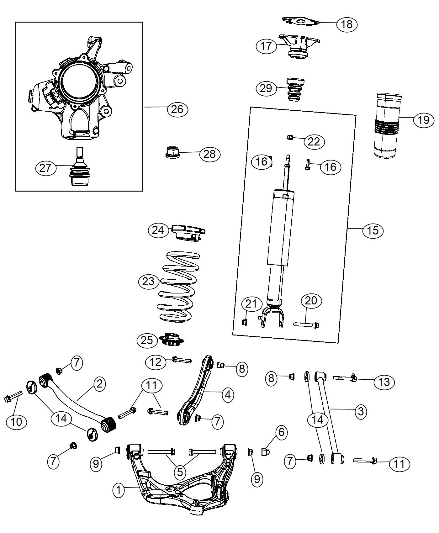 Jeep Grand Cherokee Shock Absorber Kit Suspension Rear Rear AA Chrysler Jeep