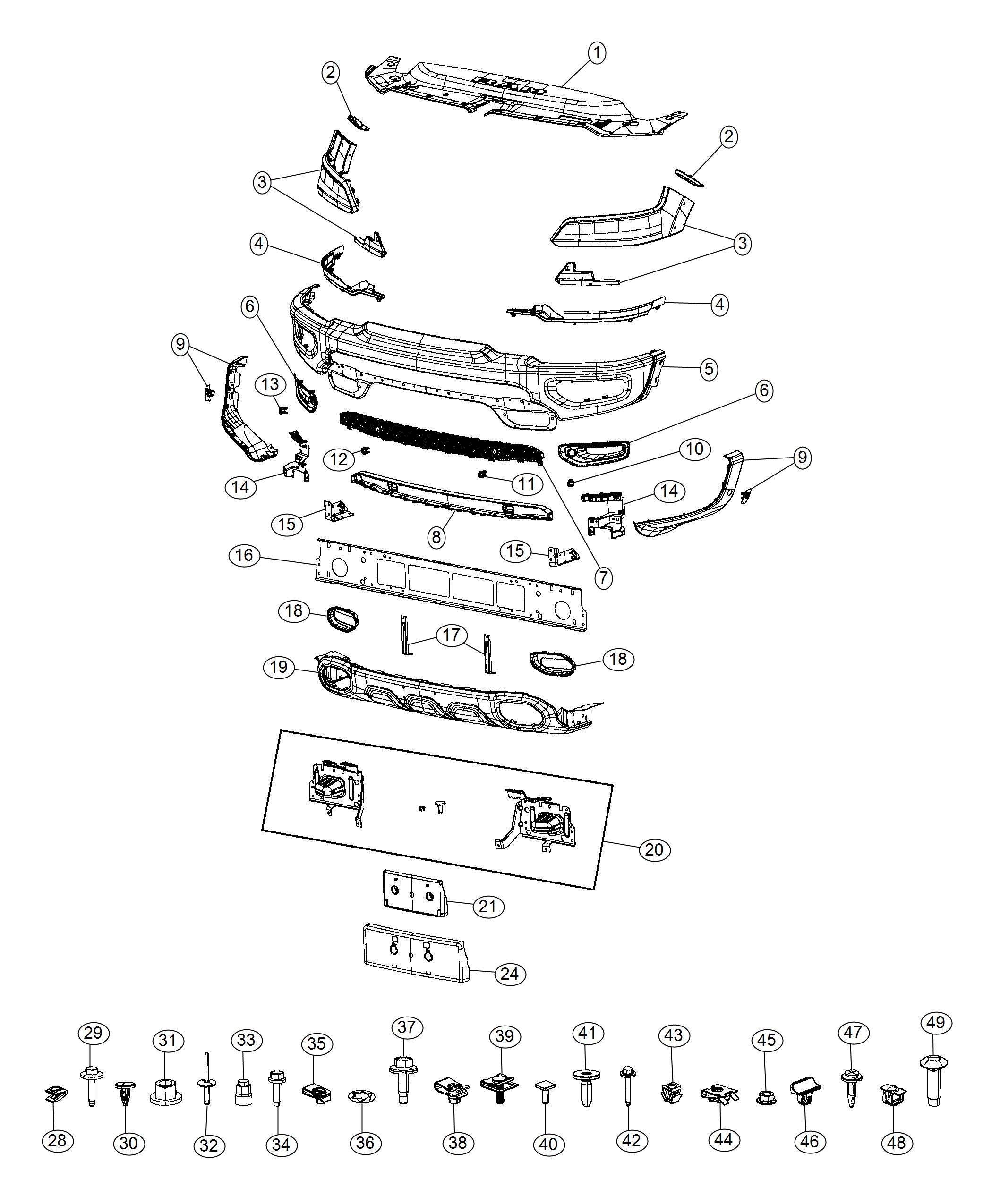 Ram 1500 Bracket. Fascia. Right. Front, bumper, powder - 68275364AA ...