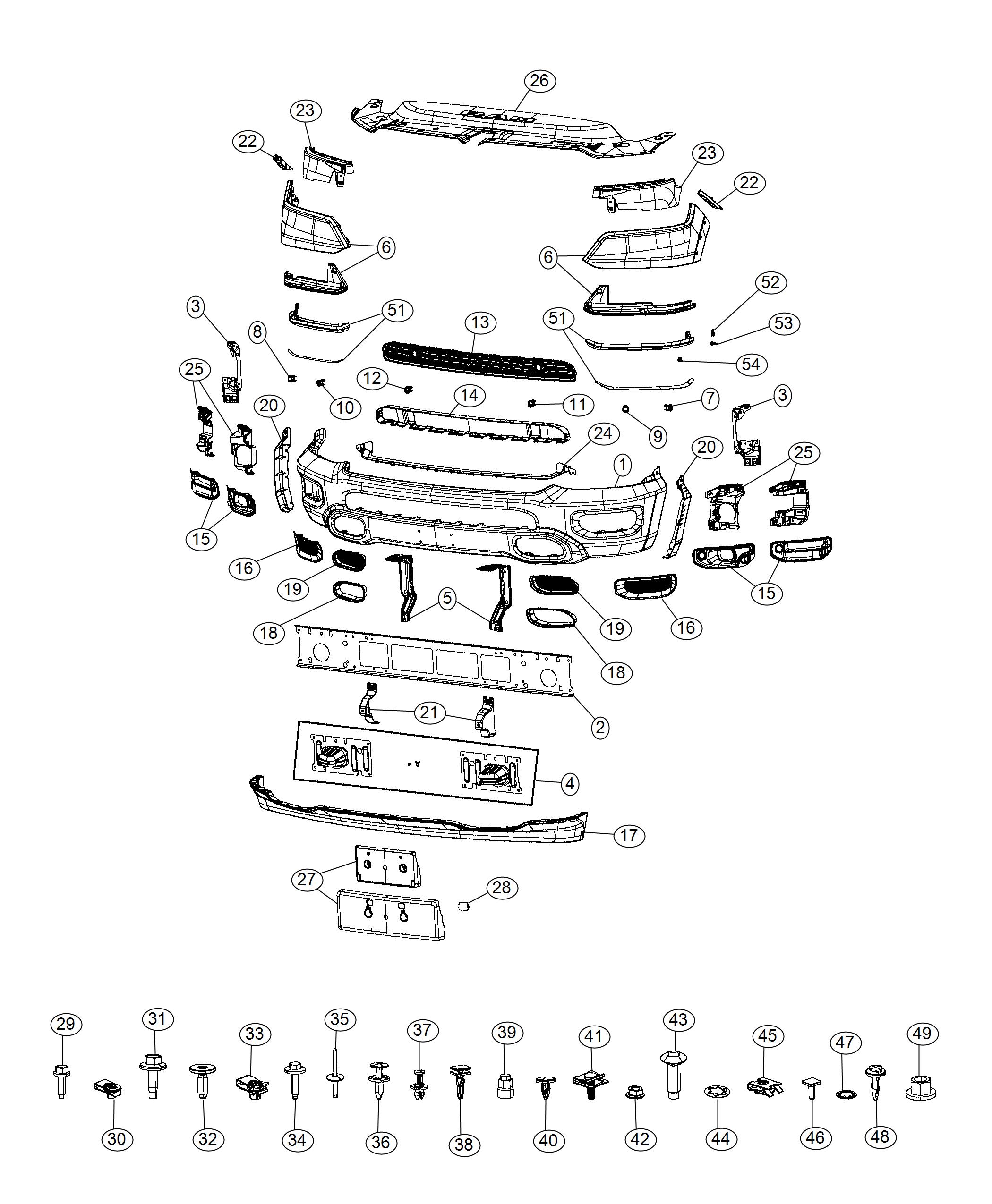 Ram 1500 Bracket. Fascia. Right. Front, bumper, powder - 68275364AA ...