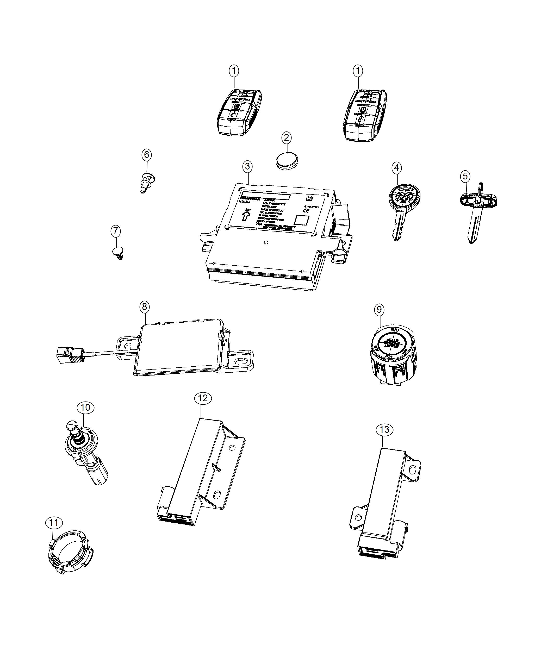 Ram 1500 Transmitter. Integrated key fob - 68312807AD | Chrysler Jeep ...